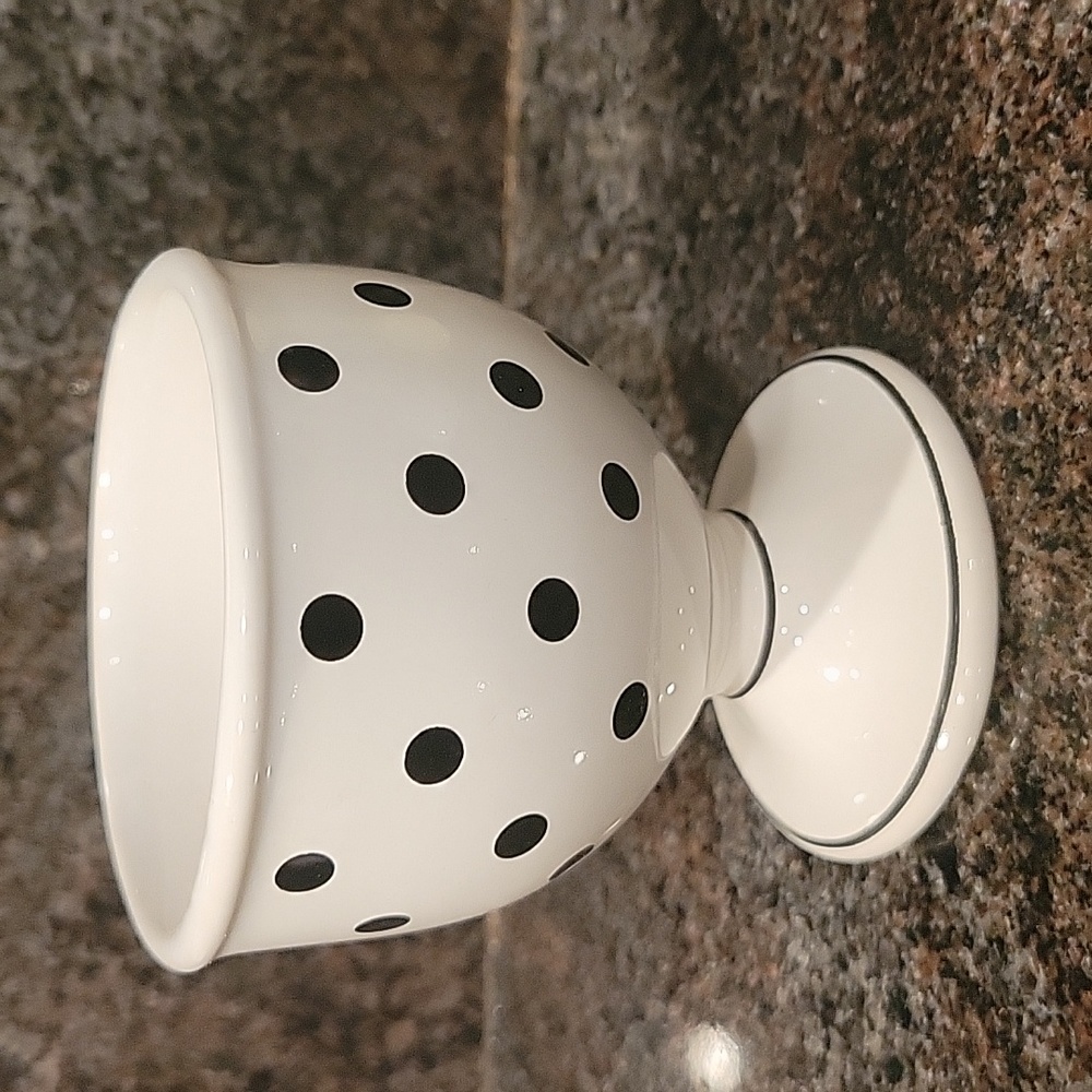 Ralph Lauren ceramic cup white w/ black dots made in Chile